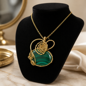 collier malachite – fleur artisanale