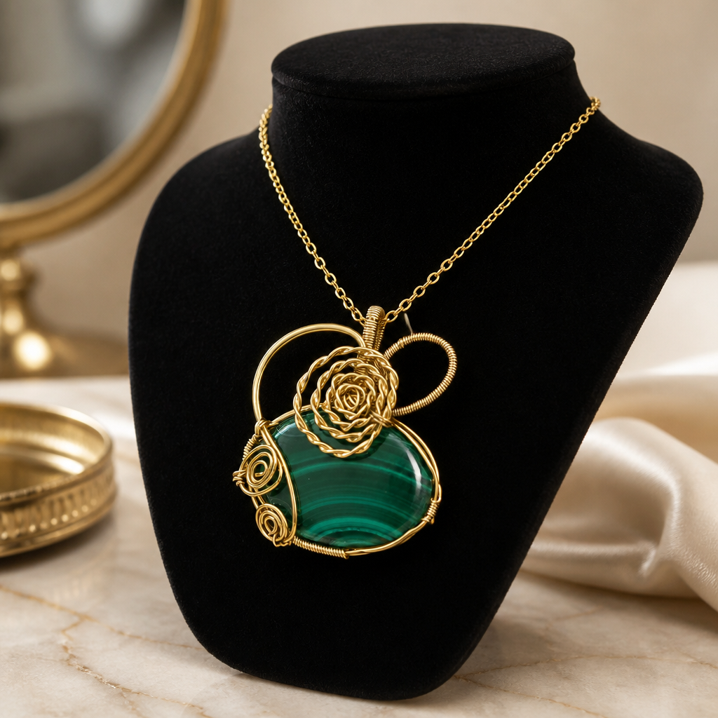 collier malachite – fleur artisanale collier malachite – fleur artisanale