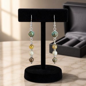 boucles d'oreilles jaspe impérial multicolore