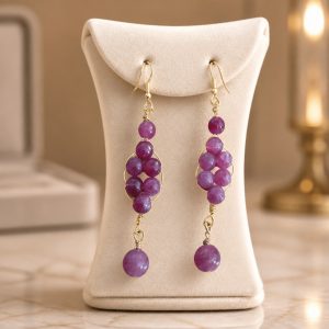 boucles d'oreilles quartz cerise – grappe précieuse