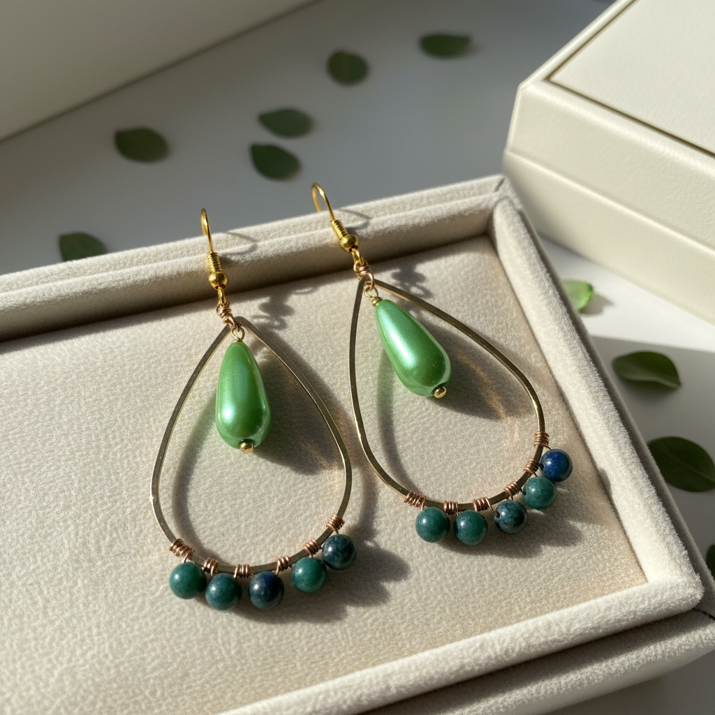 boucles d'oreilles goutte vertes et chrysocolle boucles d'oreilles goutte vertes et chrysocolle