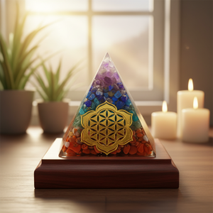 orgonite pyramide fleur de vie 7 chakras