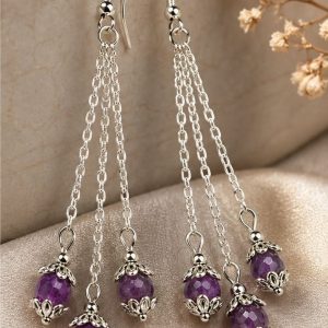 boucles d'oreilles cascade d'améthyste