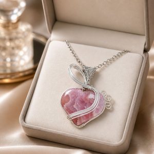 Pendentif Cœur en Rhodochrosite Naturelle