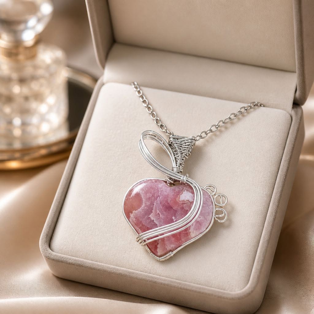 Pendentif Cœur en Rhodochrosite Naturelle